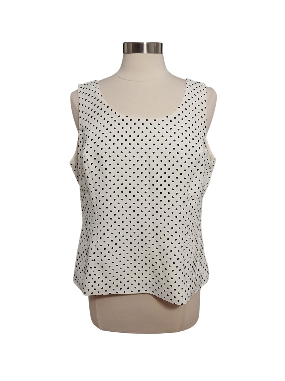 Jones Studio Separates | Ivory Sleeveless Scoop Neck Polka Dot Suit Top Size 14